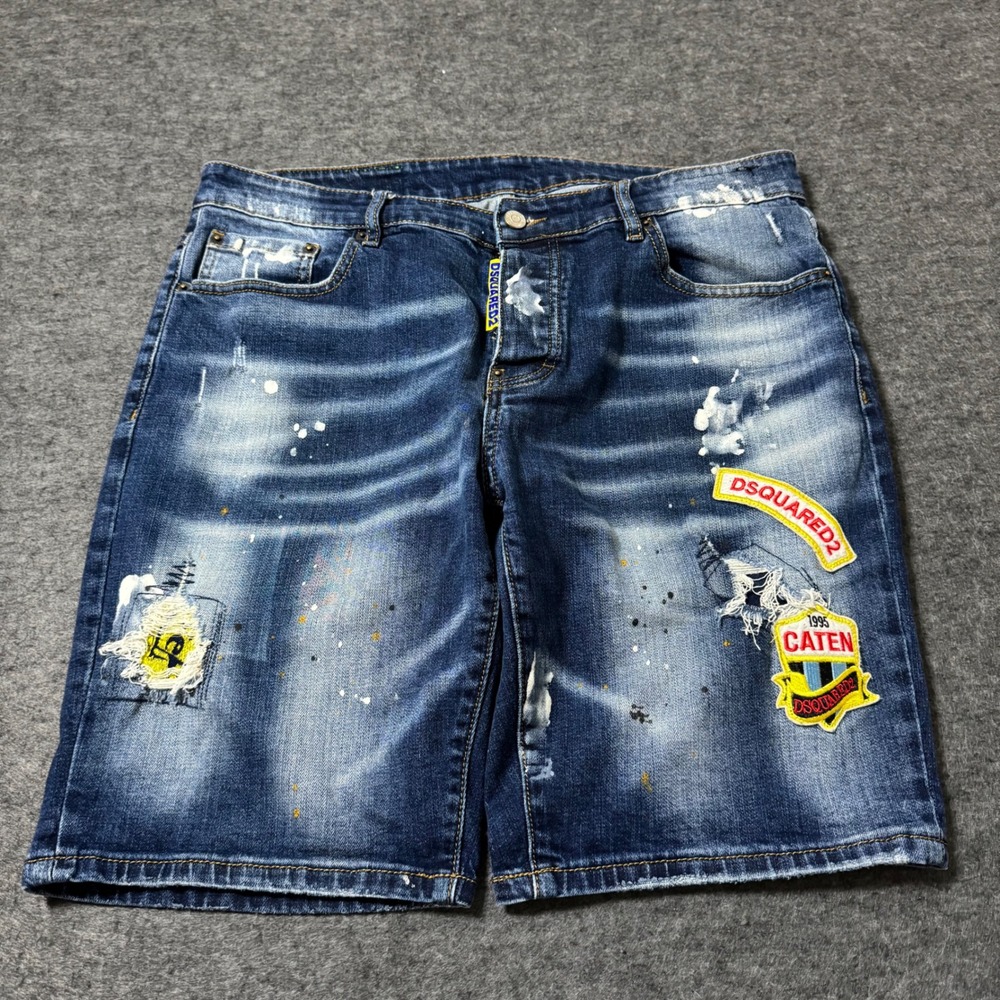 Dsquared2 Cool Guy Jean Shorts IT 52 (35x9.5) Distressed Paint Splatter Italy